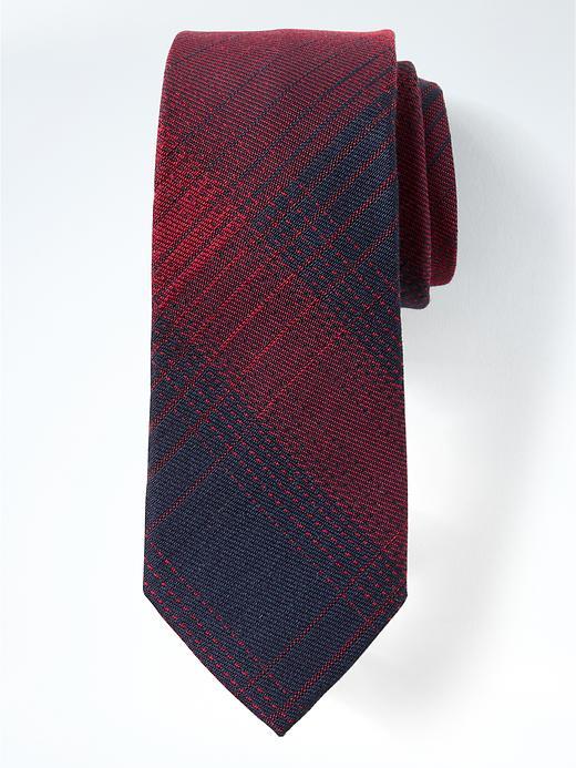 Banana Republic Mens Ombre Plaid Nanotex Tie - Wine