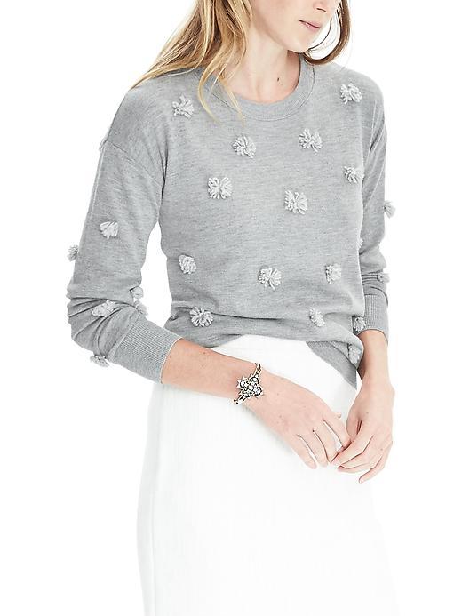 Banana Republic Pom Pom Sweater Crew - Light Gray