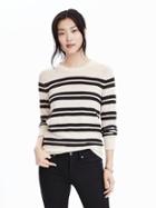 Banana Republic Womens Striped Crew Pullover Size L - Ivory