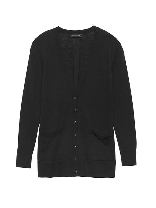 Banana Republic Womens Machine-washable Merino Boyfriend Cardigan Sweater Black Size Xs