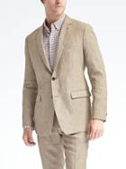 Banana Republic Mens Standard Solid Linen Suit Jacket - Khaki