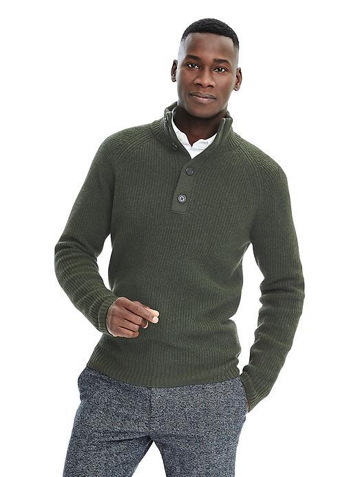 Banana Republic Mens Merino Rib Knit Sweater - Dark Cypress