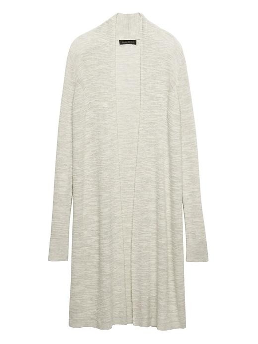 Banana Republic Womens Merino Blend Ribbed Long Cardigan Sweater Neutral Size L