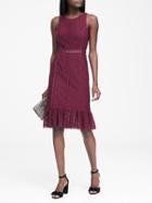 Banana Republic Womens Lace Paneled Sheath Dress Burgundy Red Size 0