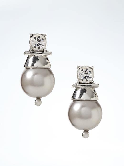 Banana Republic Pearl Heirloom Stud Earring - Grey
