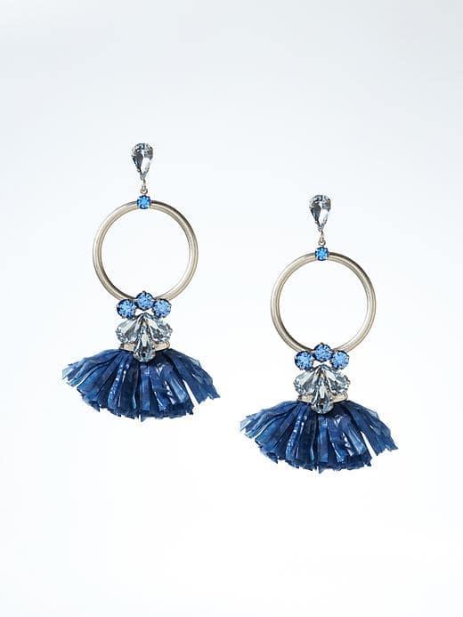 Banana Republic Raffia Hoop Earrings - Blue
