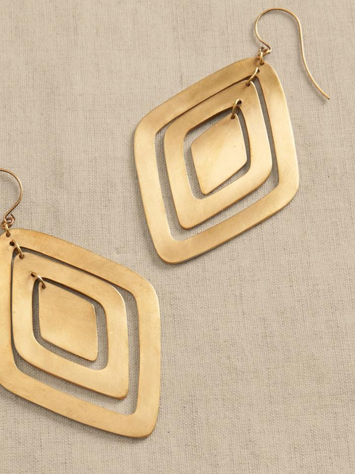 Brass Diamond Statement Earrings | Aureus + Argent