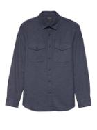 Banana Republic Mens Grant Slim-fit Luxe Flannel Solid Shirt Navy Size S