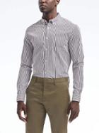 Banana Republic Mens Grant Fit Custom Wash Stripe Shirt - Granite Blue