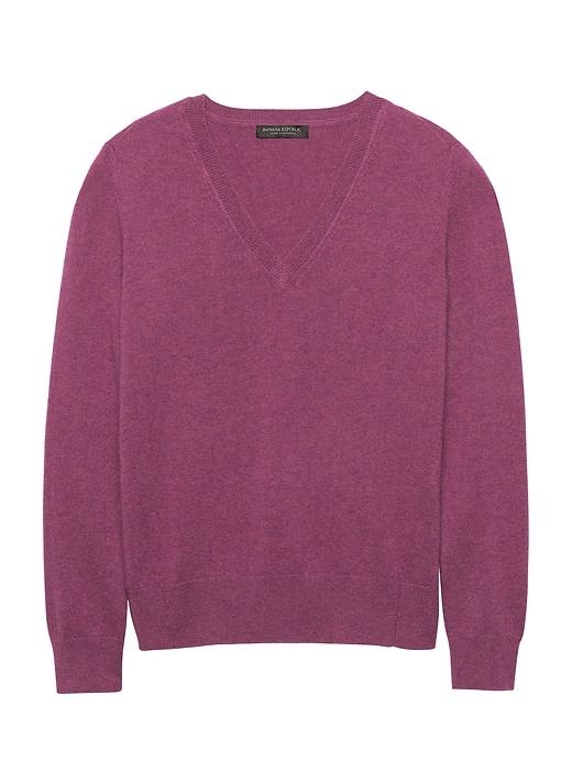Banana Republic Womens Cashmere V-neck Sweater Heather Raspberry Size Xs