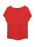 Banana Republic Womens Flutter-sleeve Polished Tee Red Sunset Size Xxl