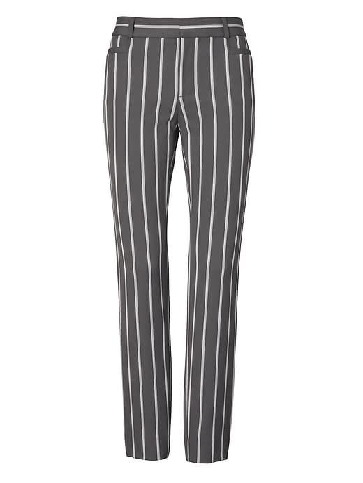Banana Republic Womens Sloan Skinny-fit Stripe Ankle Pant Gray Texture Size 10