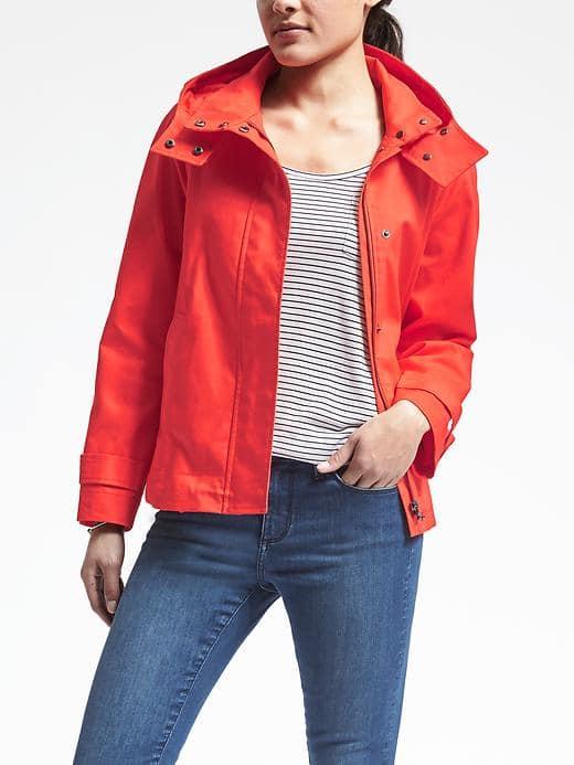 Banana Republic Womens Hooded Mac Jacket - Red