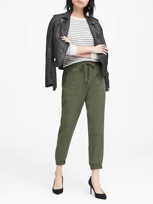 Banana Republic Womens Tencel Utility Jogger Pant Flight Jacket Green Size Xxs