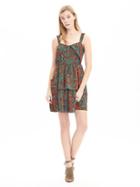 Banana Republic Womens Heritage Floral Silk Ruffle Dress Size 0 - Dark Cypress