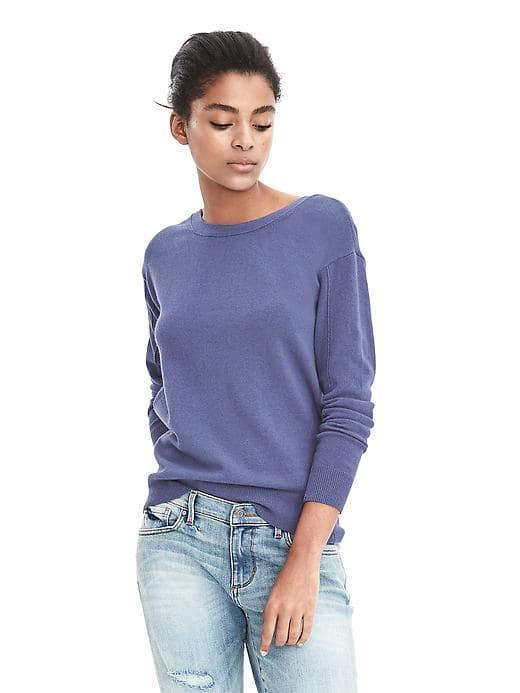 Banana Republic Womens Heritage Drape Back Boatneck Sweater - Medium Blue