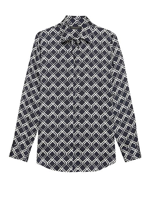 Banana Republic Womens Dillon Classic-fit Print Shirt Navy Size M