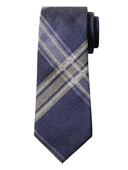 Banana Republic Mens Boucle Plaid Nanotex Tie Blue Oxford Size One Size