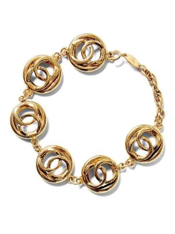 Banana Republic Womens Luxe Vintage Chanel Gold Circle Bracelet - Gold