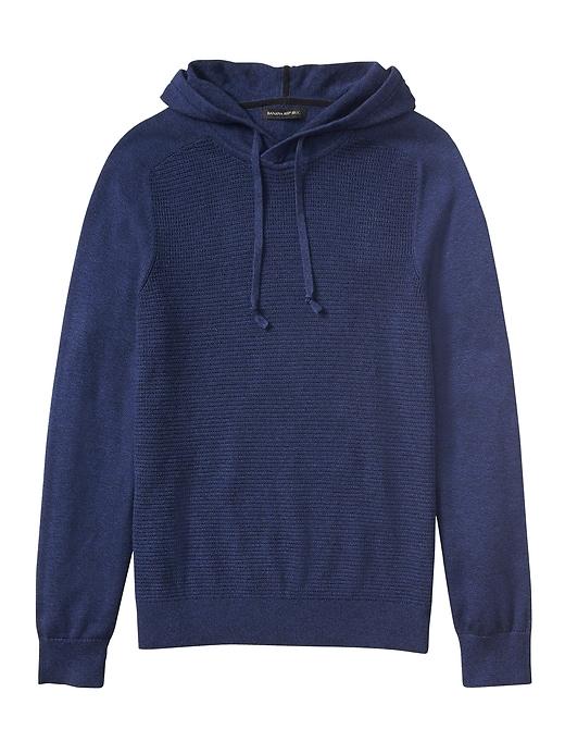 Banana Republic Mens Supima Cotton Waffle-knit Sweater Hoodie Tanzanite Size M