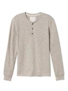 Banana Republic Mens Heritage Stripe Cotton Yak Wool Henley - Vintage Taupe