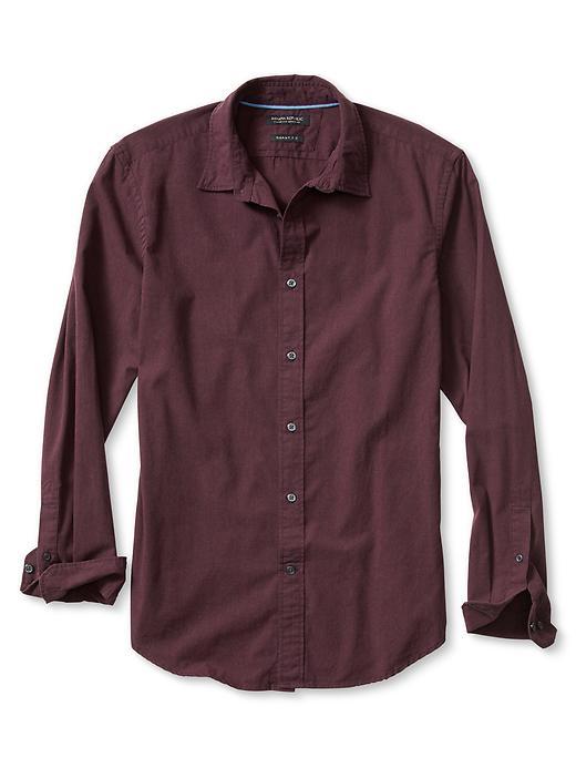 Banana Republic Mens Grant Fit Custom Wash Solid Shirt Size L Tall - Burgundy