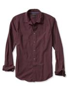 Banana Republic Mens Grant Fit Custom Wash Solid Shirt Size L Tall - Burgundy