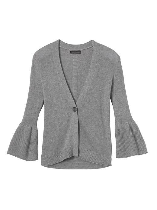 Banana Republic Womens Fine Italian Superloft Bell Sleeve Cardigan - Heather Gray