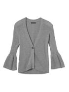 Banana Republic Womens Fine Italian Superloft Bell Sleeve Cardigan - Heather Gray