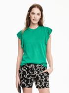 Banana Republic Womens Sleeveless Ruffle Sweater Size L - Green