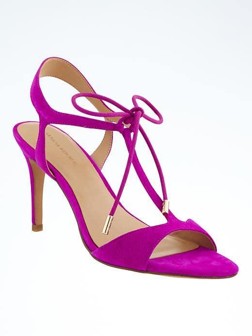 Banana Republic T Strap High Heel Sandal - Neon Fuschia