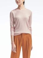 Banana Republic Womens Silk Cashmere Pullover Crew - Pink Blush