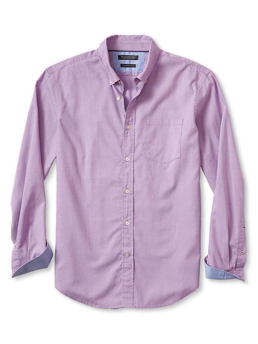 Banana Republic Mens Camden Fit Custom Wash Solid Shirt Size L Tall - Lilac