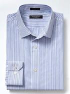 Banana Republic Mens Grant Fit Non Iron Stretch Stripe Shirt - Riviera Blue