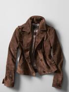 Banana Republic Womens Cropped Suede Moto Jacket Size L - Brown