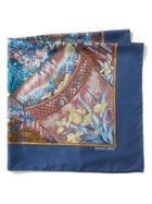 Banana Republic Womens Luxe Vintage Hermes Blue Silk Giverny Scarf - Blue