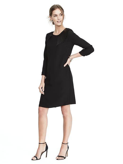 Banana Republic Womens Ruffle Neck Dress - Black