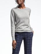 Banana Republic Womens Italian Cashmere Blend Rope Trim Pullover - Light Gray Heather