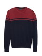 Banana Republic Mens Silk Cotton Cashmere Color-blocked Crew-neck Sweater Red Rhine Size S