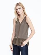 Banana Republic Womens Hi Lo Sleeveless Ruffle Top Size L - Oyster