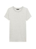 Banana Republic Womens Petite Stretch-modal Side-slit Tunic White & Gray Stripe Size L
