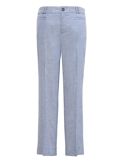 Banana Republic Womens Petite Logan Trouser-fit Cropped Stretch Linen-cotton Pant Bright Blue Size 6