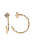 Banana Republic Womens Diamond Open Huggie Hoop Earring Gold Size One Size