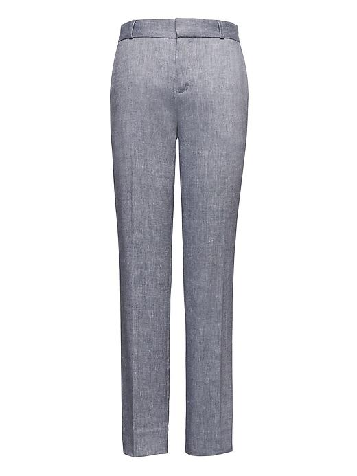 Banana Republic Womens Avery Straight-fit Stretch Linen-cotton Pant Navy Size 16