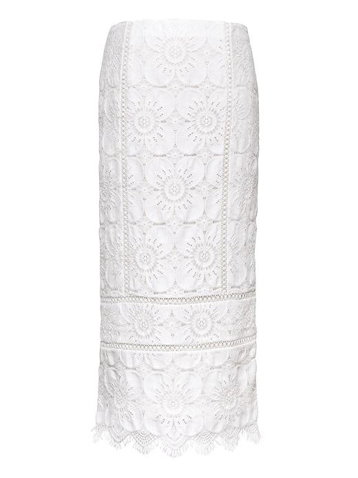Banana Republic Womens Lace Midi Pencil Skirt White Size 12