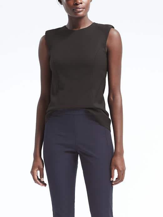 Banana Republic Womens Stitched Shoulder Shell - Black