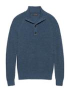 Banana Republic Mens Italian Merino Wool Blend Mock-neck Sweater Moonshadow Blue Size Xs