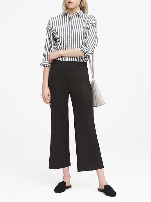 Banana Republic Womens Japan Online Exclusive Blake Wide Leg-fit Cropped Ponte Pull-on Pant Black Size 0