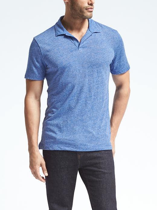 Banana Republic Mens Vintage Spread Collar Polo - Blue Dusk