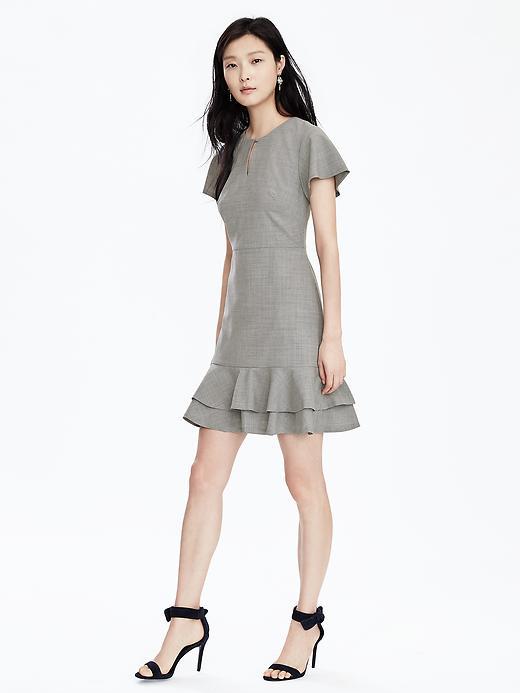 Banana Republic Womens Wool Fit And Flare Dress Size 4 Petite - Light Gray Heather